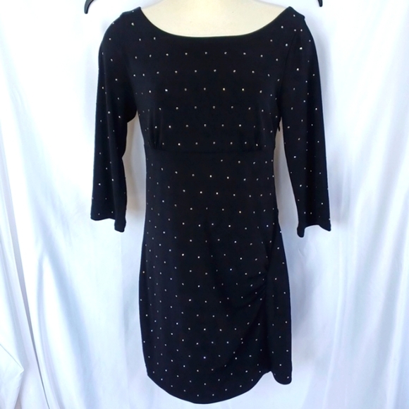 Express Dress With Rhinestones Black Womens Size M, 17" PTP, 32"L - Picture 1 of 9